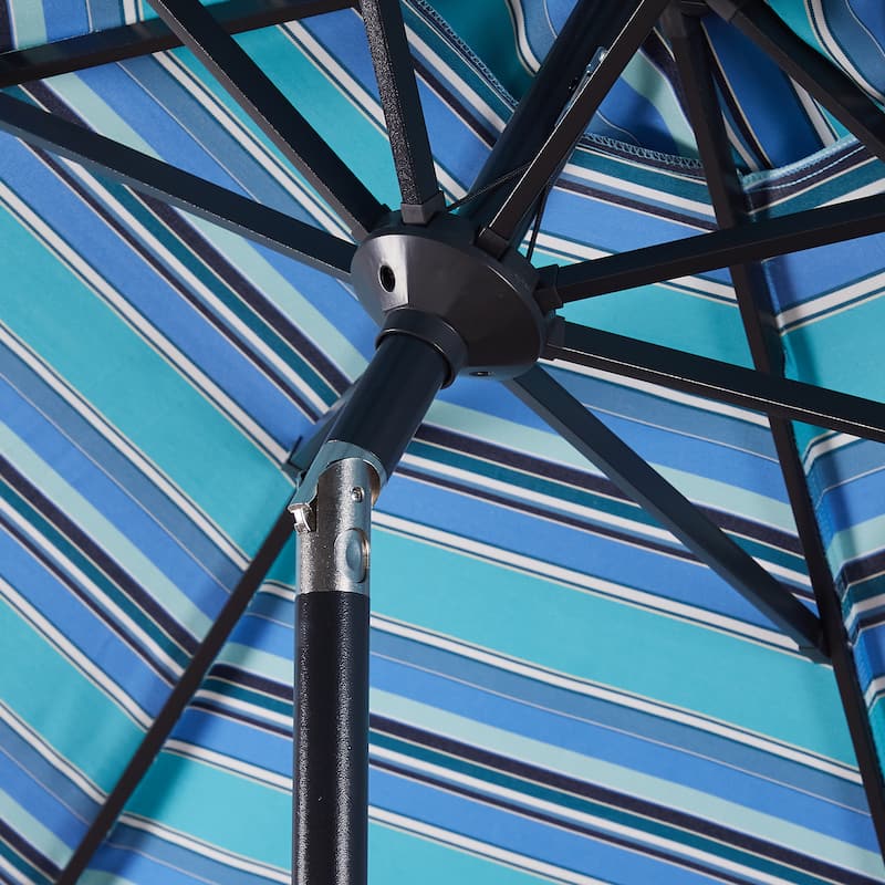 9Ft Striped Market Umbrella with Sunbrella Fabric Outdoor Umbrella