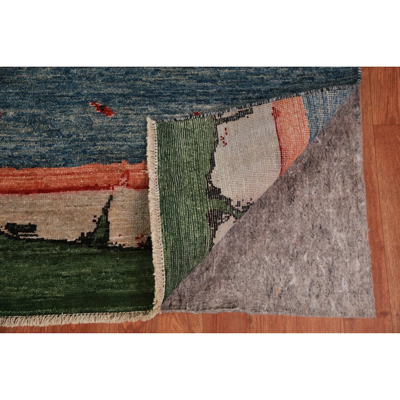 Vegetable Dye Art Deco Oriental Area Rug Hand-Knotted Wool Carpet - 9'11"x 13'0"