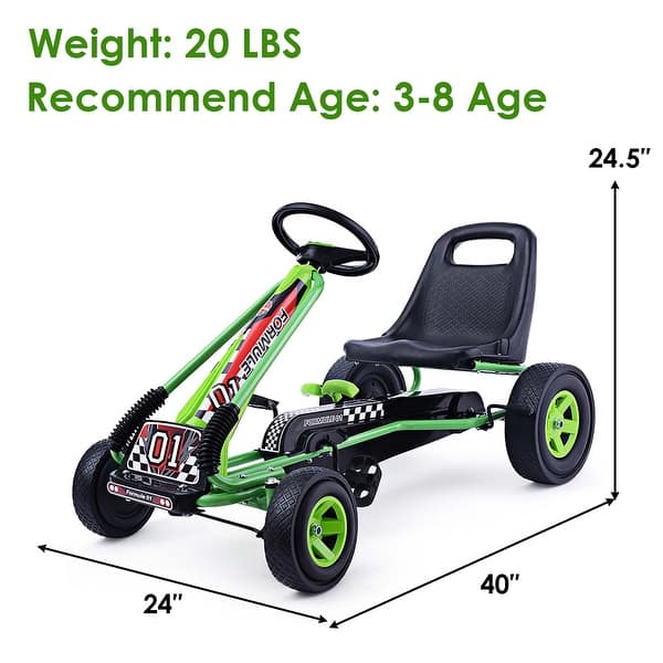 Outdoor Kids Pedal Go Kart Powered Ride On Kart for 3-5 Years