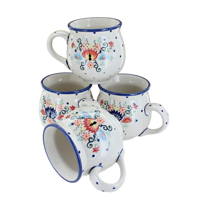 Blue Rose Polish Pottery K090-4 Manufaktura Bubble Mug Set