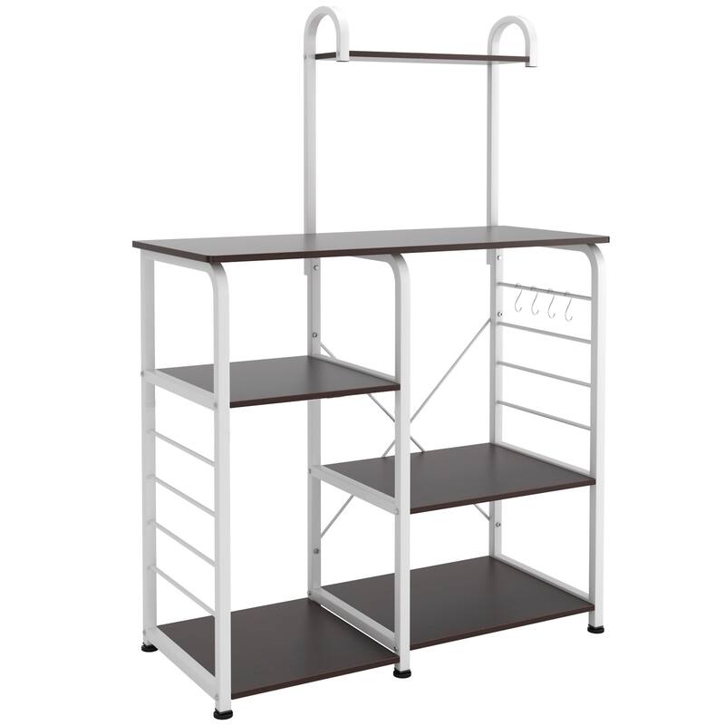 4-Tier Kitchen Baker's Rack Utility Microwave Stand with 5 Hooks
