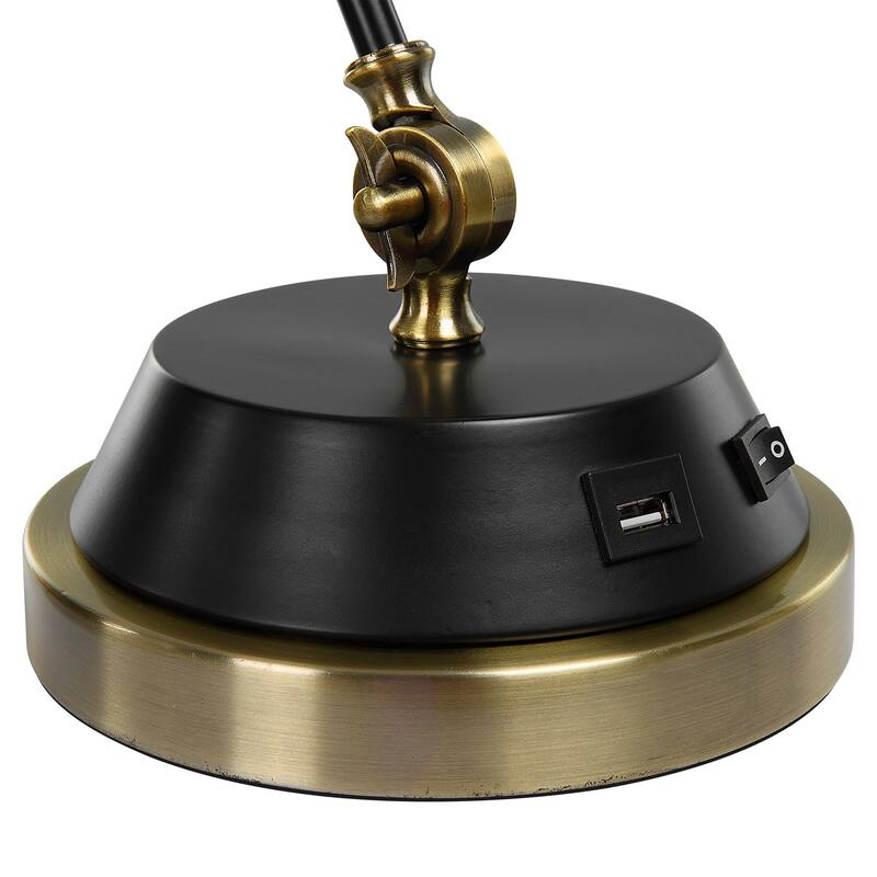 Porch & Den Black and Antique Brass Angled Pivoting Desk Lamp