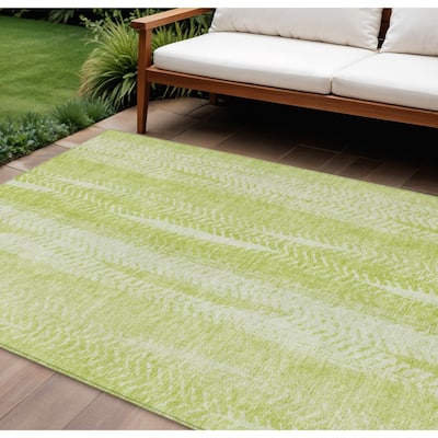 HomeRoots Botanical Leaves Transitional Rectangle Outdoor Rug