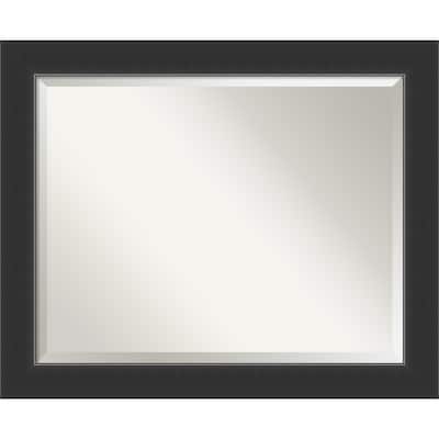 Beveled Wood Wall Mirror - Corvino Black Frame - Outer Size: 33 x 27 in