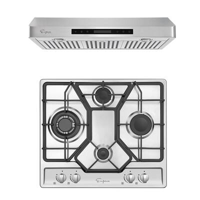 2 Piece Kitchen Appliances Packages Including 24" Gas Cooktop and 30" Under Cabinet Range Hood