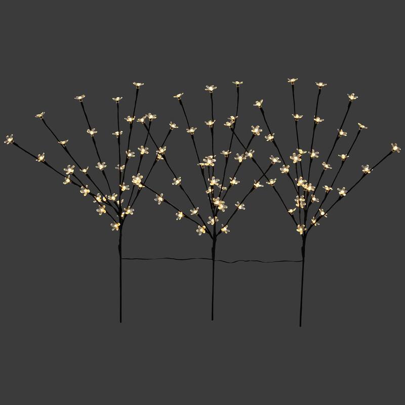 3 Cherry Blossom Artificial Tree Branches 2.5' - Warm White LED Light