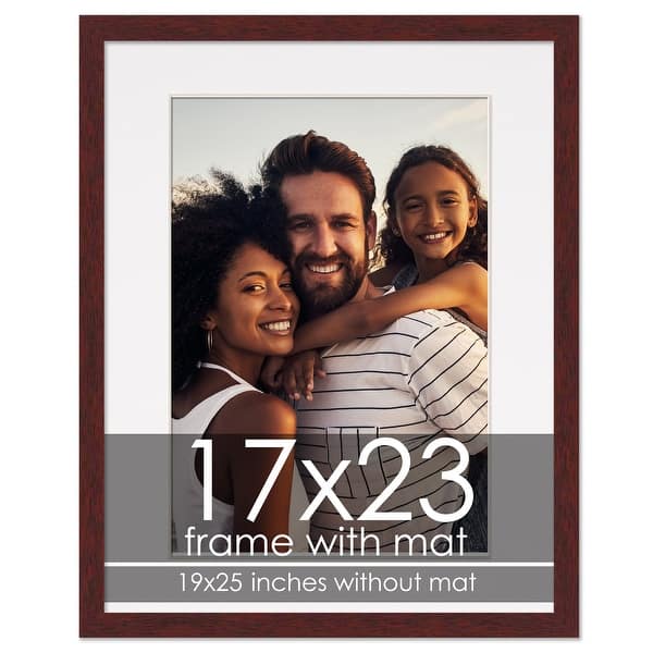 17x23 Frame with Mat - Brown 19x25 Frame Wood Made to Display Print or ...