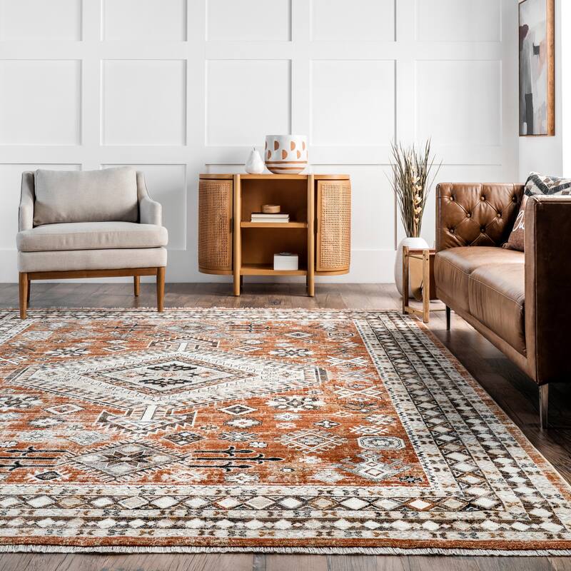 Nuloom Vanesa Transitional Medallion Fringe Area Rug