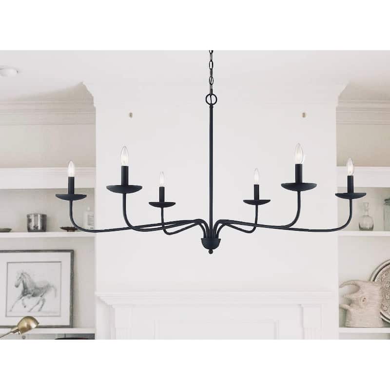 6-light Black Simple Candle Style 50" Diameter Large Chandelier