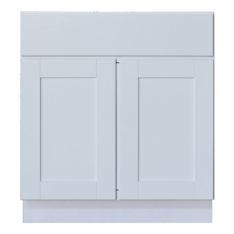 Sunny Wood Shaker Hill 30" Double Door Sink Base Cabinet - Designer White