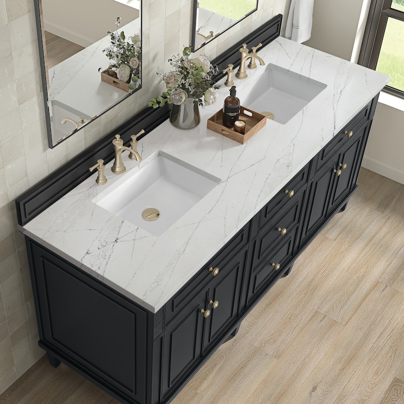 James Martin Vanities Lorelai 72" Double Vanity, Black Onyx - Ethereal Noctis