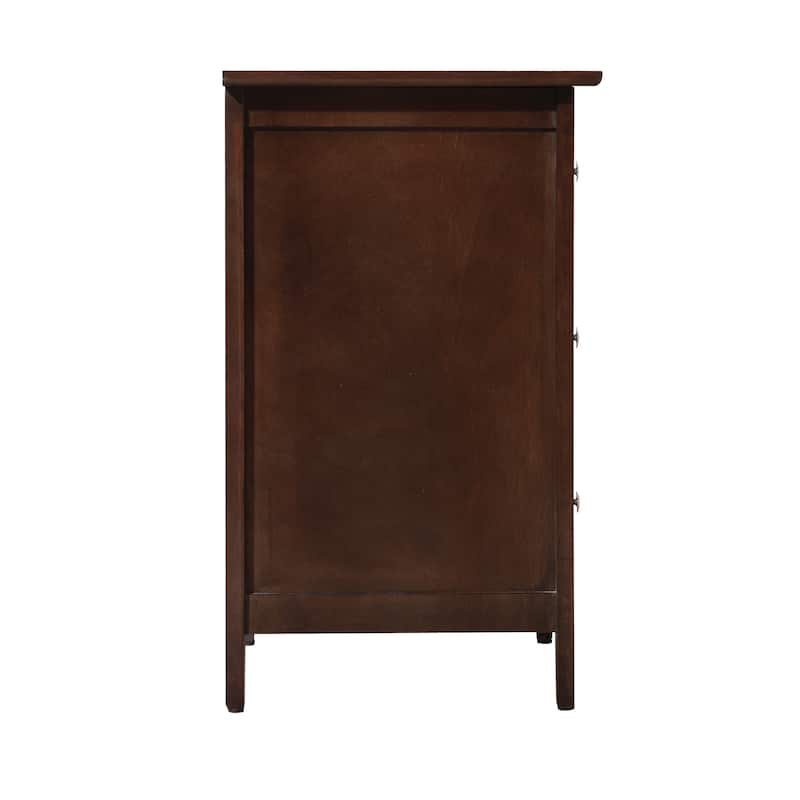 Farmhouse Cappuccino Wood 3-Drawer Nightstand Bed Side Table