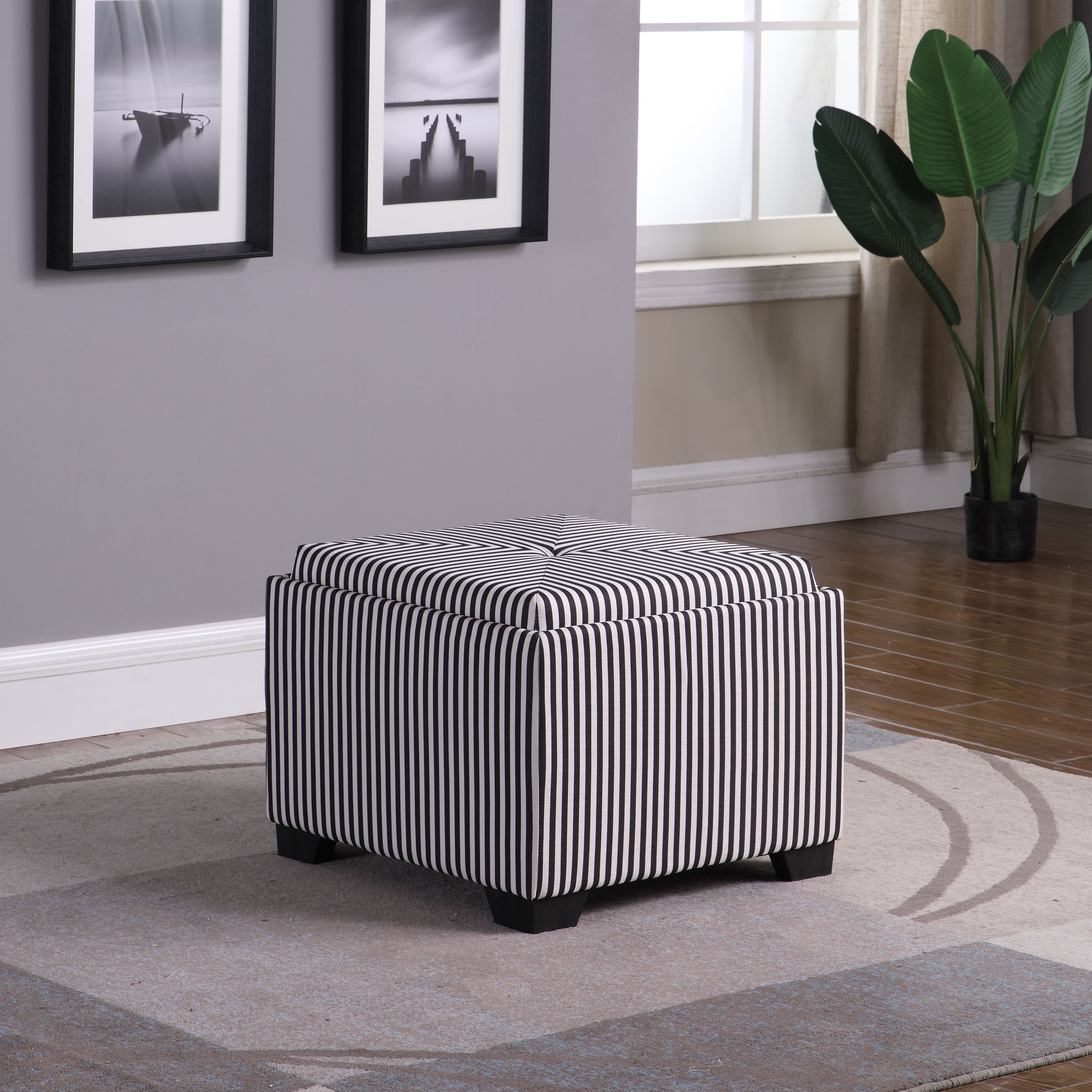 Striped storage sales ottoman