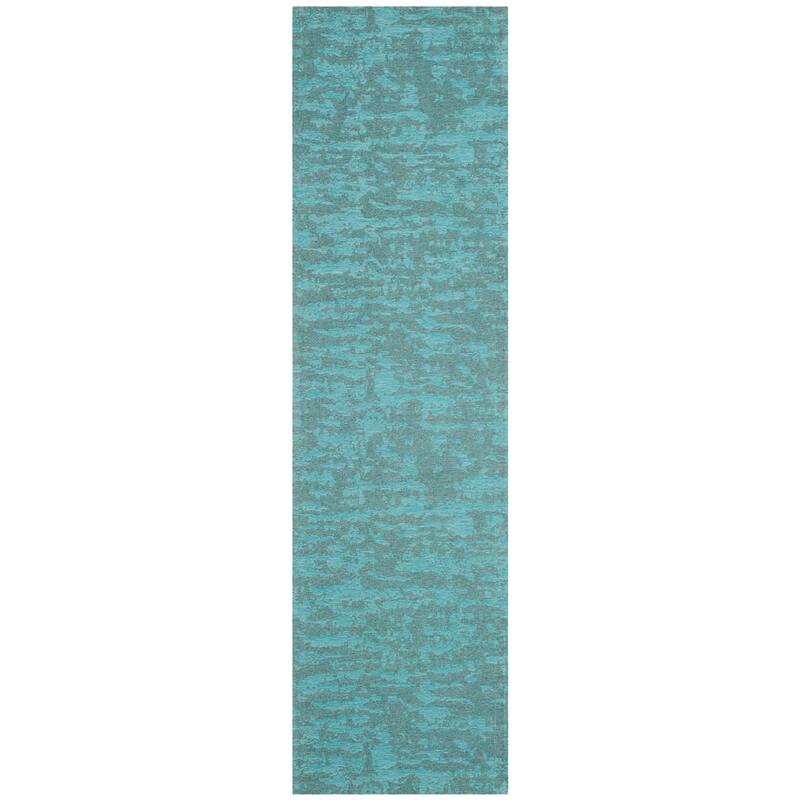SAFAVIEH Handmade Flatweave Marbella Jessicah Modern Polyester Rug - 2'3" x 6' Runner - Blue/Turquoise