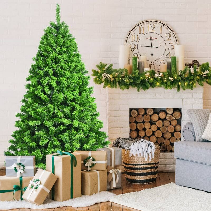 Gymax 4.5/6.5/7.5 FT Verdant Artificial Christmas Tree Hinged Green - See Details