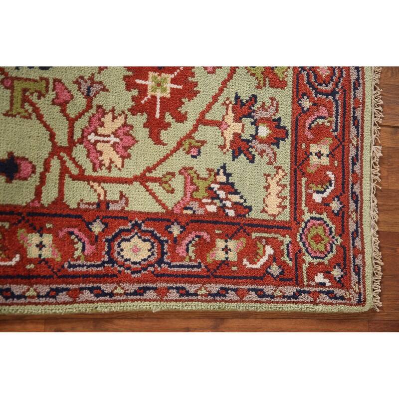 Light Green Heriz-Serapi Oriental Accent Rug Handmade Wool Carpet - 2'11"x 4'11"