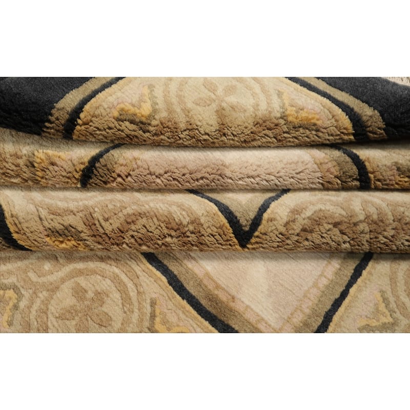 8x10 Hand Knotted Wool Ivory Tibetan Plush Pile French design Rug - 8' x 10'