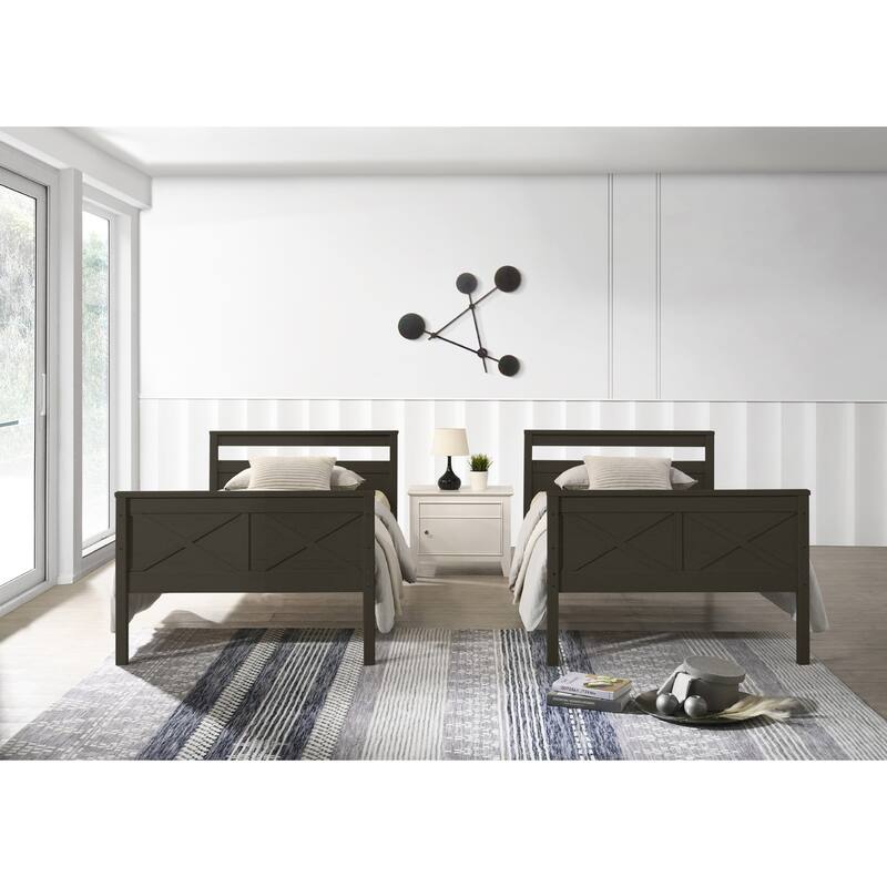 Clayfell Exeter Twin Over Twin Solid Wood Bunk Bed Frame with Guardrails and Ladder, Easy Assembly