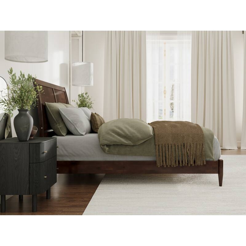 Valencia Solid Wood Low Profile Sleigh Platform Bed