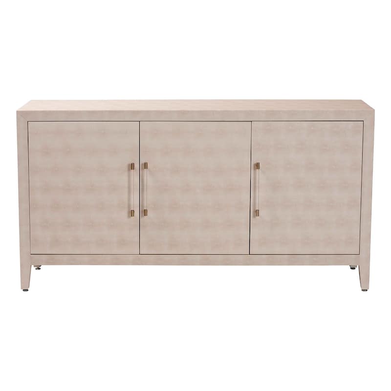 Nira Faux Shagreen Sideboard - Contemporary 3-Door Buffet Storage Cabinet with Sleek Handles for Dining Room or Living Room