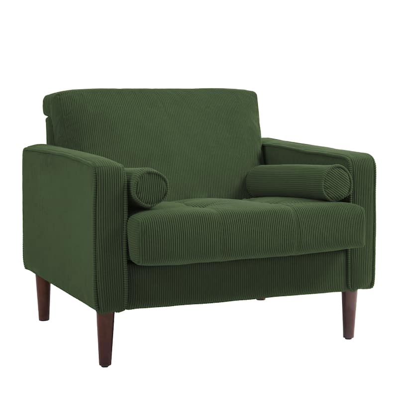 3-Piece Corduroy Tufted Club Armchair and Loveseat Set for Living Room