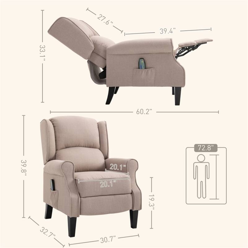 Electric Massage Recliner Chair with Lumbar Heat, Vibrating Back & Footrest