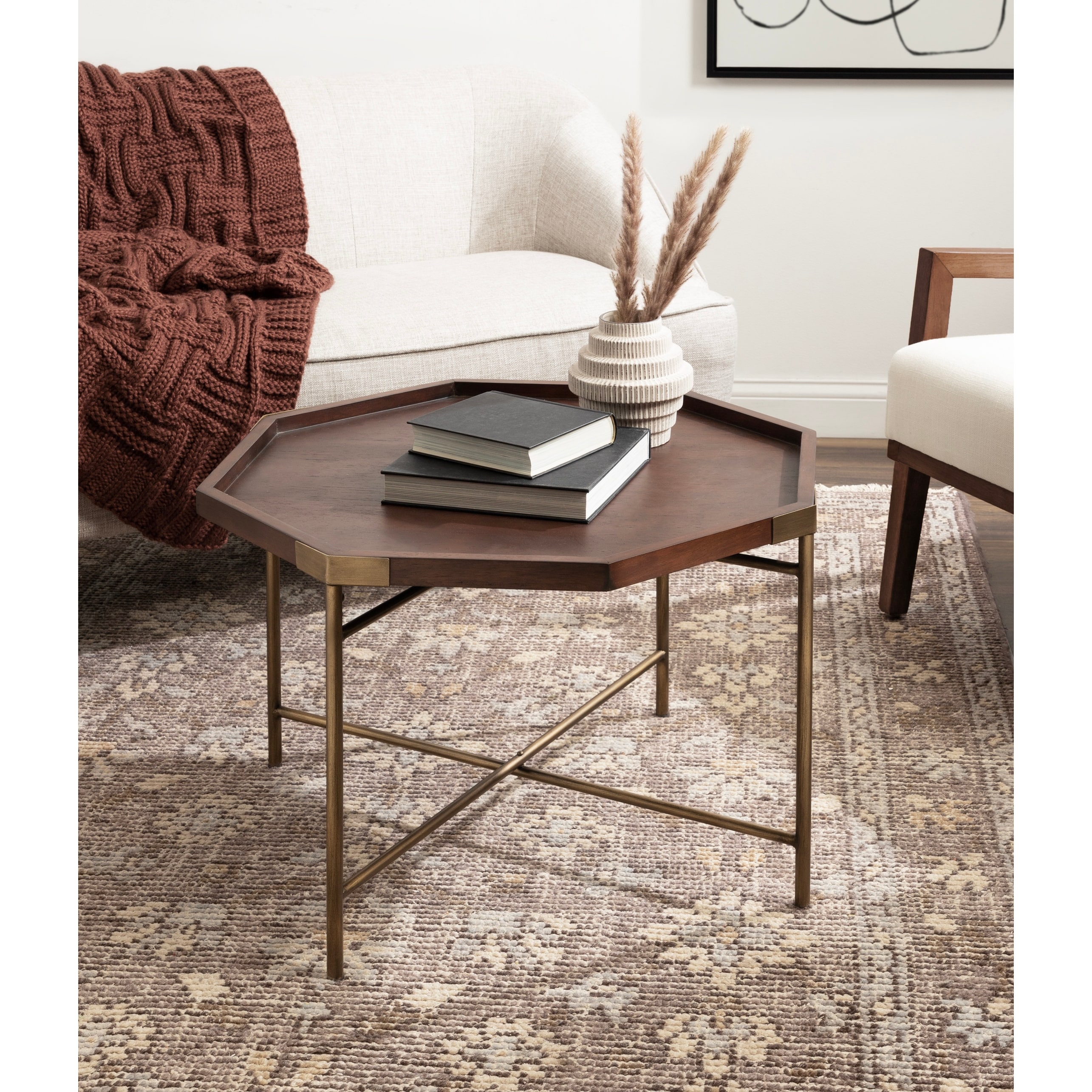 Kate and Laurel Occonor Octagon Wood Coffee Table
