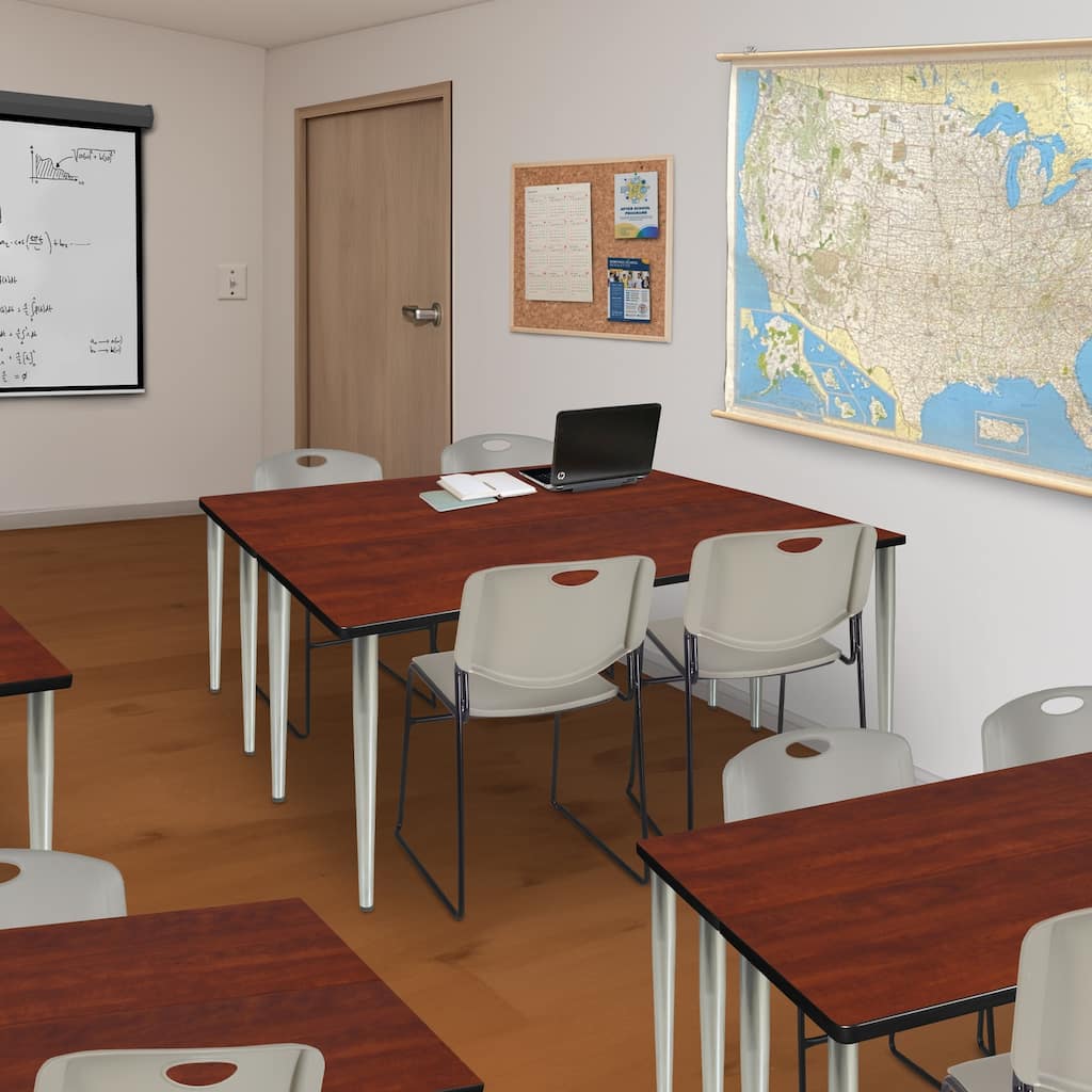 48 x 24 in. Training Seminar Table- Cherry Top, Chrome Tapered Legs