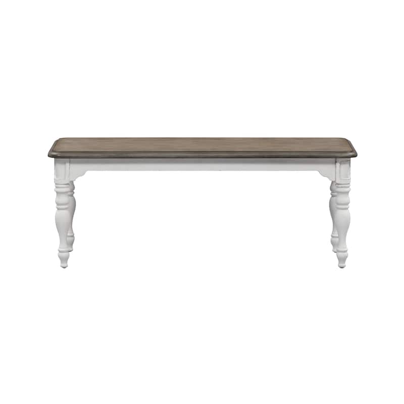 Magnolia Manor Antique White Weathered Bark 6 Piece Leg Table Set