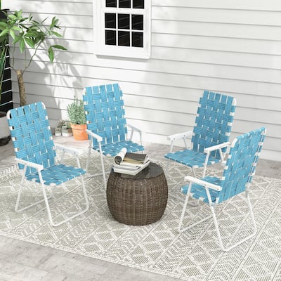 Outsunny Set of 4 Patio Folding Chairs, Classic Outdoor Camping Chairs, Portable Lawn Chairs for Camping