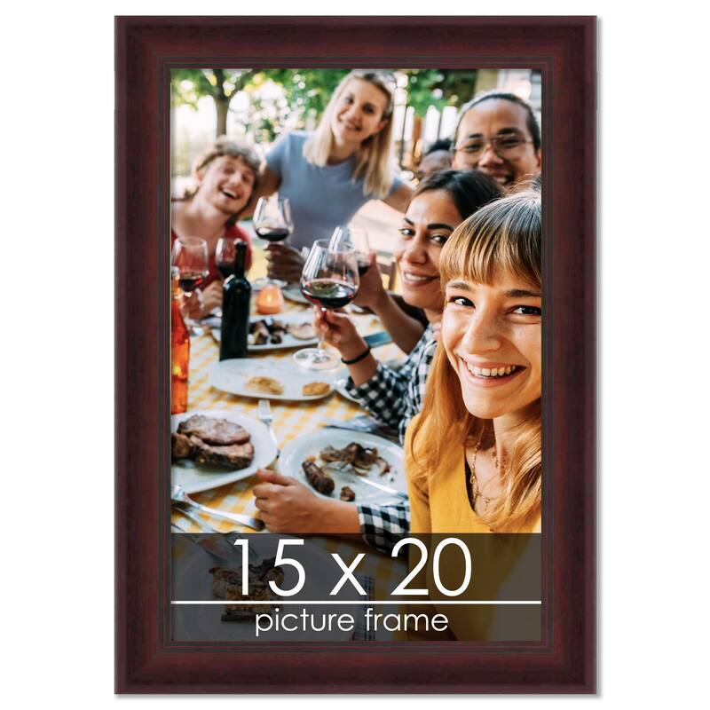15x20 Contemporary Mahogany Complete Wood Picture Frame with UV Acrylic