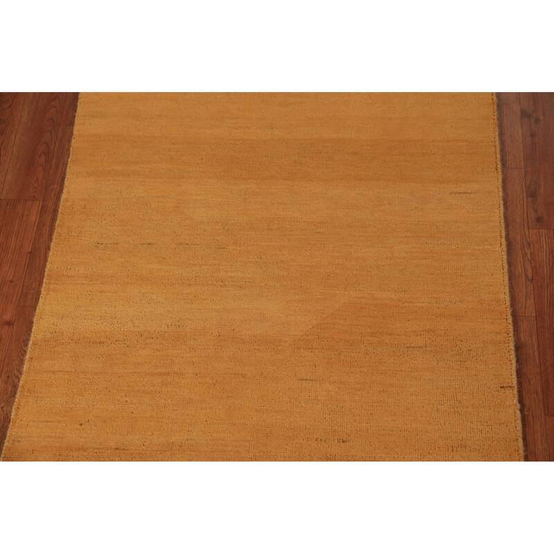 Yellow & Rust Gabbeh Oriental Rug Hand-Knotted Wool Carpet - 2'11" x 5'1"