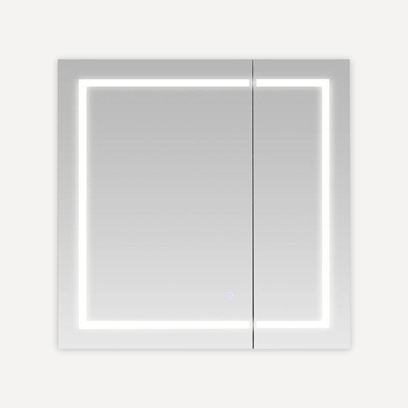 AQUADOM Royale Plus 36W Bathroom Led Lighted Medicine Cabinet Defogger, 3X LED Adjustable Magnifying Mirror, Electrical Outlets. - Grey - Brushed