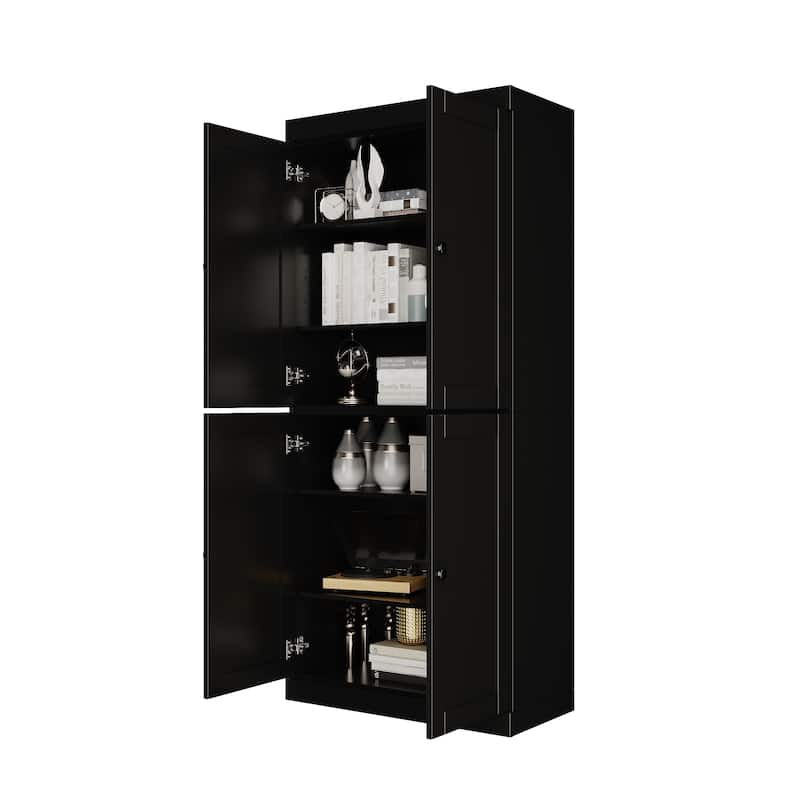 Palace Imports 100% Solid Wood 6-Shelf Bookcase with Shaker Doors and Adjustable Shelves