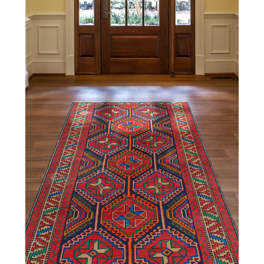 Fine Vintage Distressed Betty Navy/Red Runner - 5'2" x 10'0"