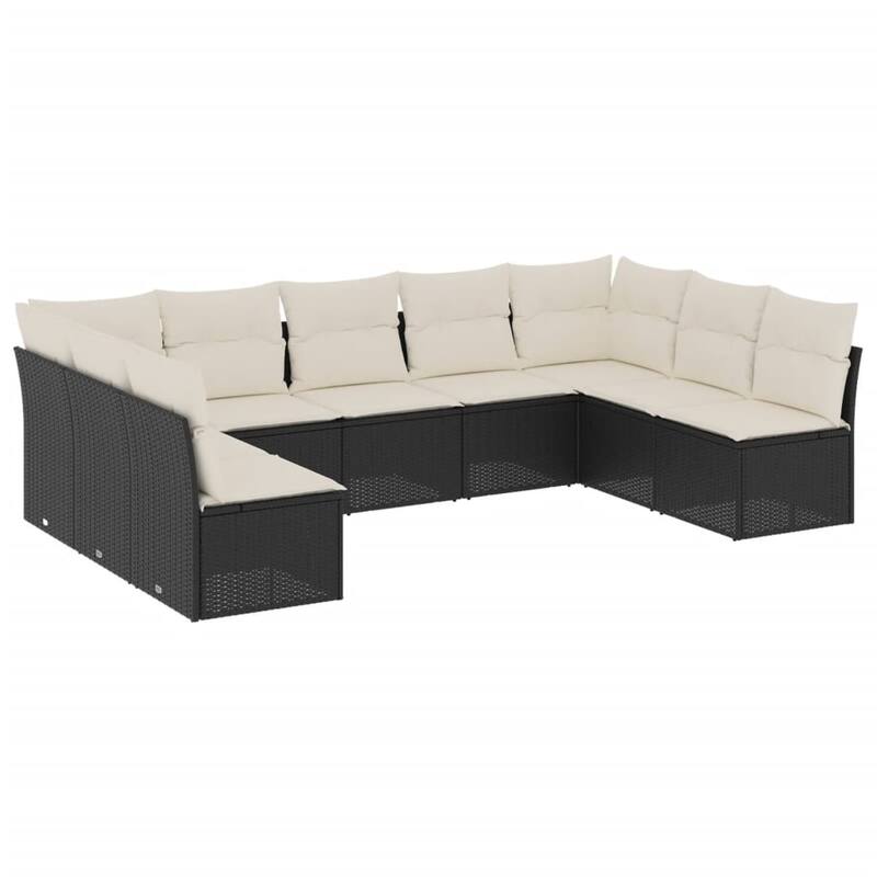 vidaXL Garden Sofa Set Black PE rattan Large Adjustable Feet - 24.4 x 24.4 x 27.2