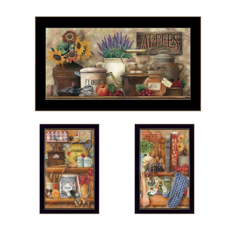 Trendy Decor 4U "Antique Kitchen with Sugar & Spice" Printed Framed Wall Art by Ed Wargo - Black - 8.5 x 12.25