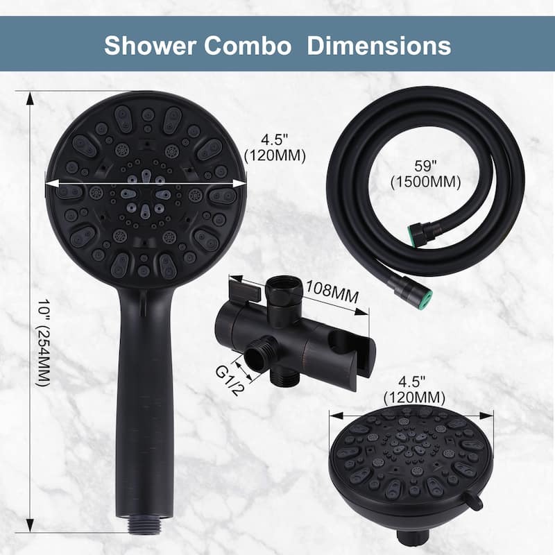 WOWOW 7-Spray 4.5 in. Dual Shower Head and Handheld Shower Head