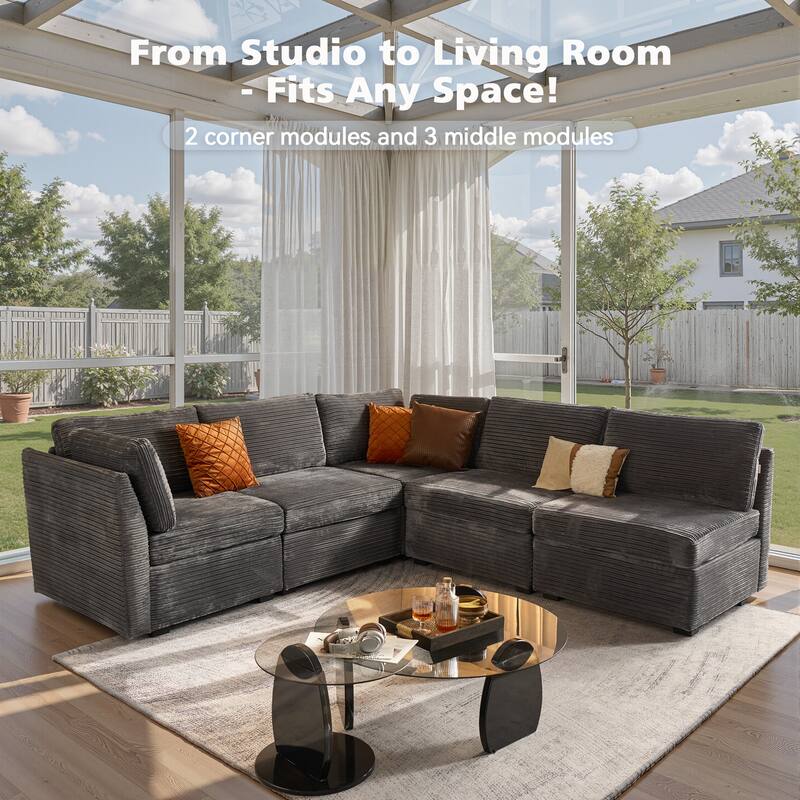 HOOOWOOO Modern Upholstery Fabric Sectional Sofa