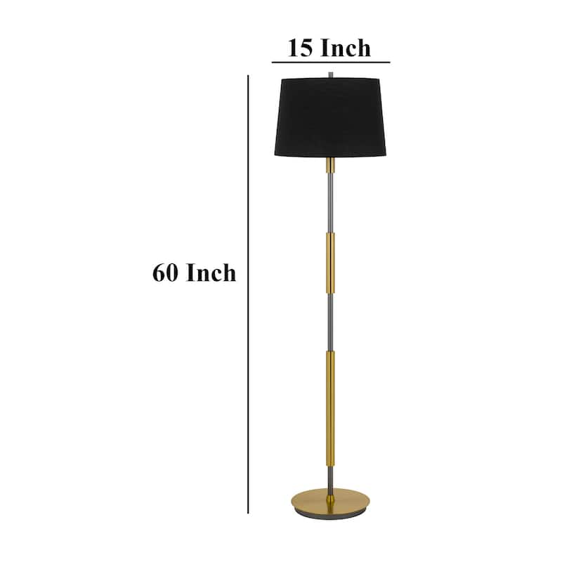 Siu 60 Inch Floor Lamp, Gold Metal Pole w Finial Tip, Black Shade
