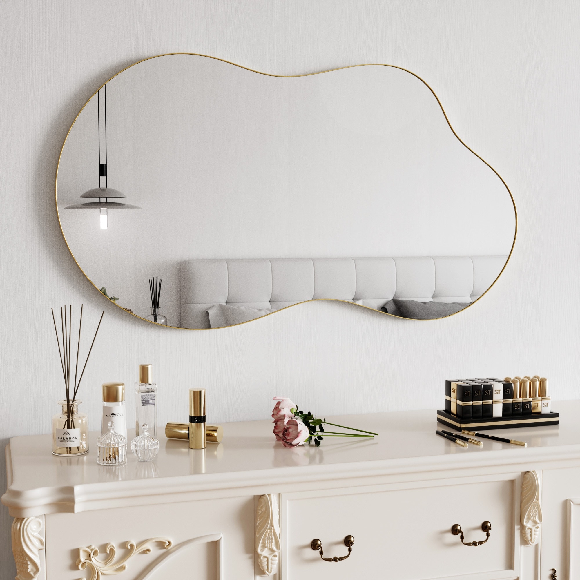 Asymmetrical Aluminum Frame Bathroom Wall Mirror