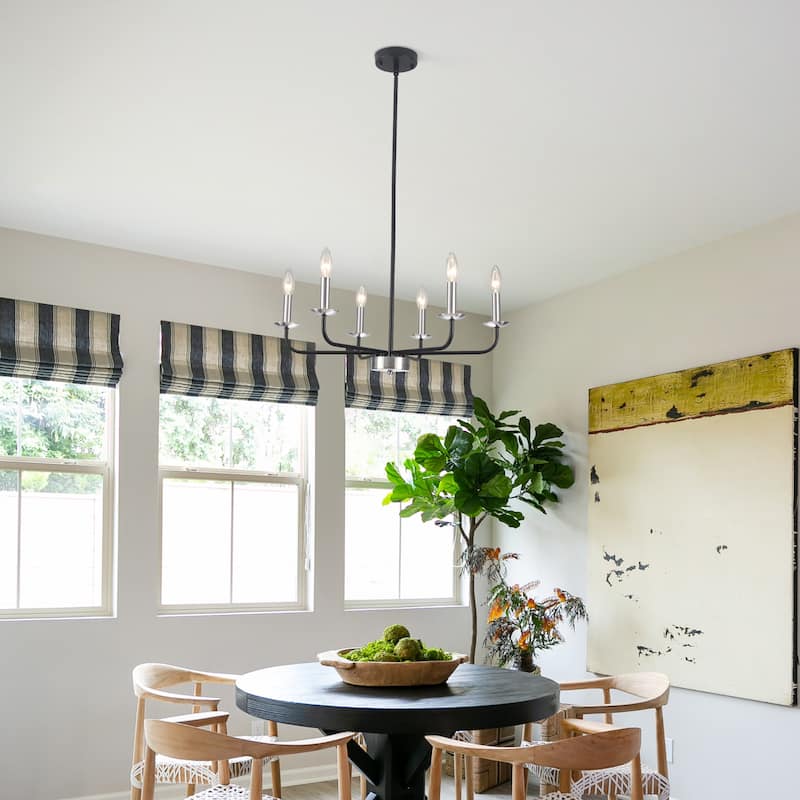 24.01 in. Modern Farmhouse Chandelier , 6-Light French Country Chandelier for Dining Room Living Room Bedroom Kitchen