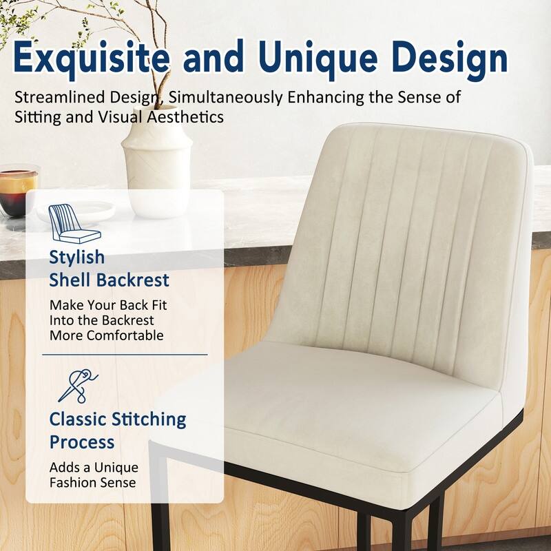 24.8 Inches Modern Cushion Counter Height Bar Stools with Metal Frame Set of 2