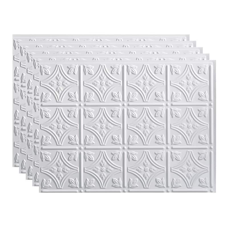 FASÄDE Traditional Style 1 Decorative Vinyl Backsplash Panel - 5 Pack - Gloss White