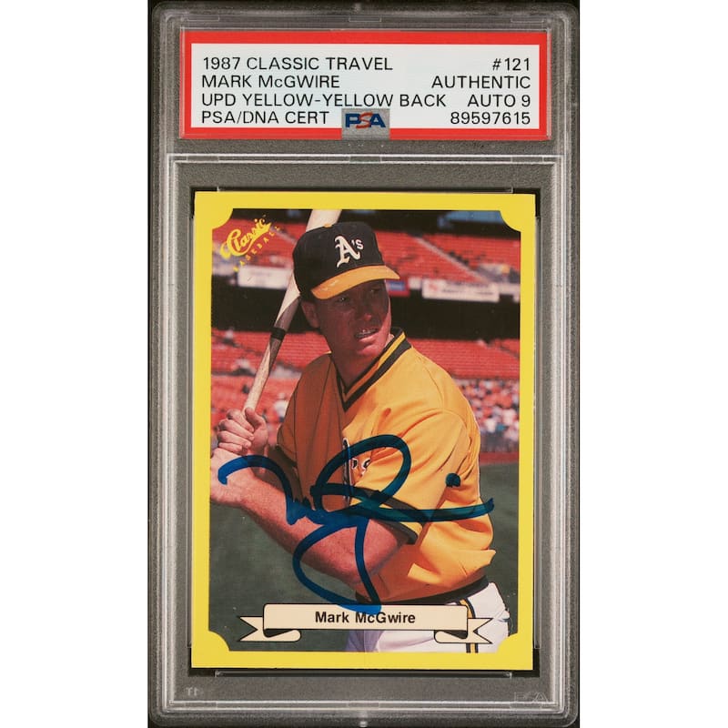 Mark McGwire 1987 Classic Travel Yellow Back Rookie Card #121 Auto PSA 9 9597615 - 8'6" x 11'6"