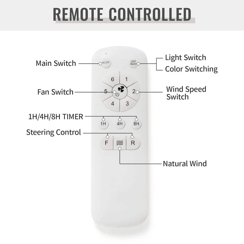48" and 52" Integrated LED Ceiling Fan with Light and Remote, Reversible DC Motor