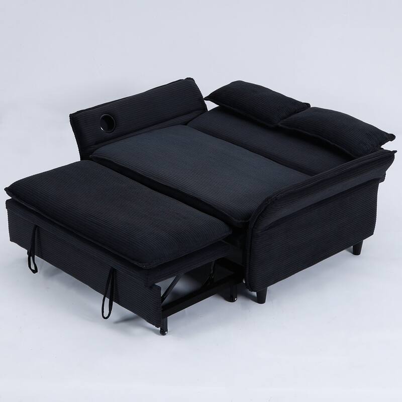 65.74-Inch Letter Striped Fabric Multi-Functional Sofa Bed,Suitable For Bedrooms And Living Rooms