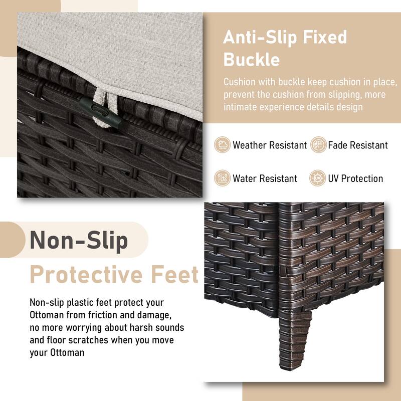 Outdoor 3-Piece Wicker Sofa Set with Ottoman