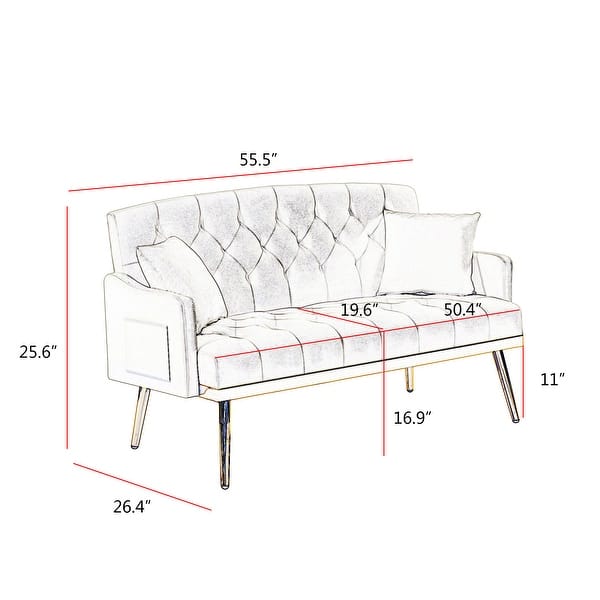 Modern Elegant Velvet Sofa, Accent Sofa Loveseat Sofa with Gold Metal