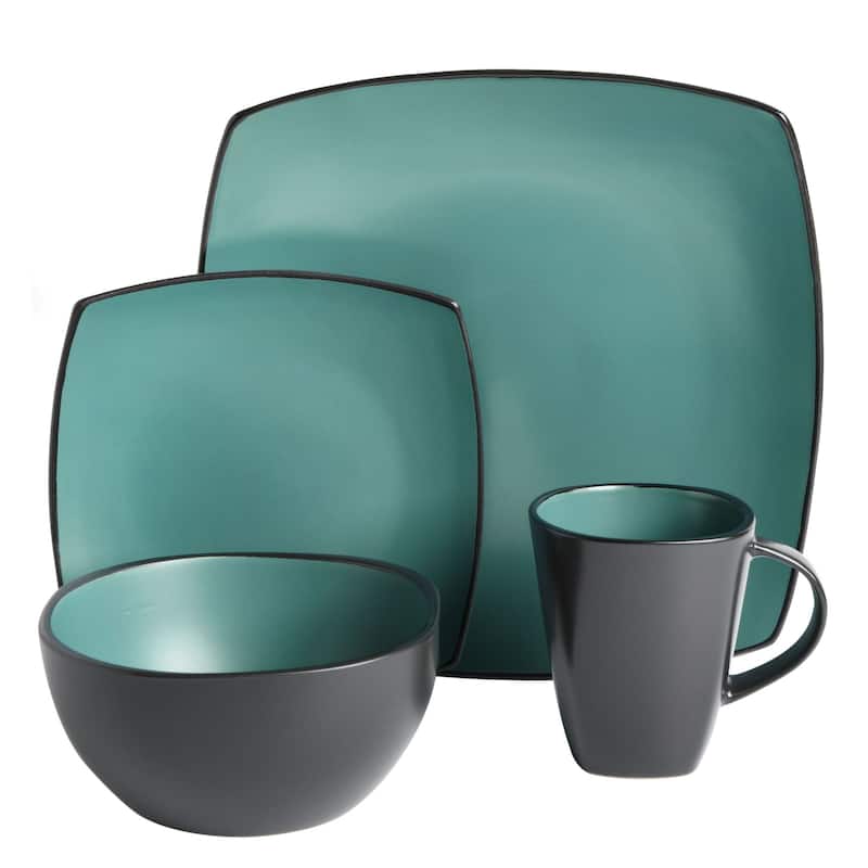 Gibson Soho Lounge Square 16-Piece Reactive Glaze Stoneware Dinnerware Set